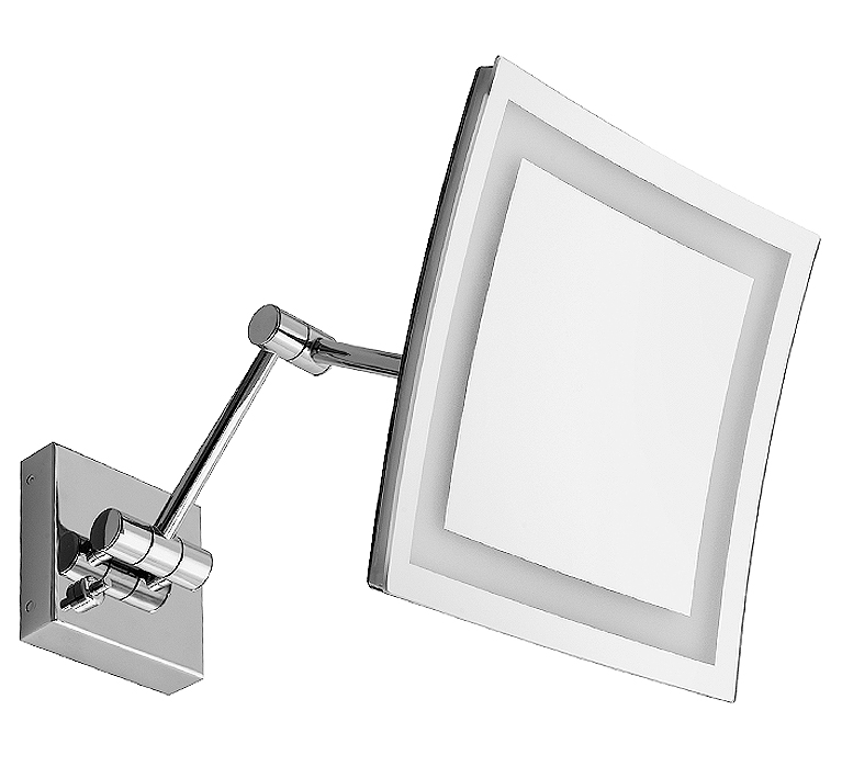 DIBL'accessoires Eckiger Kosmetikspiegel zur Wandmontage, mit LED-Beleuchtung