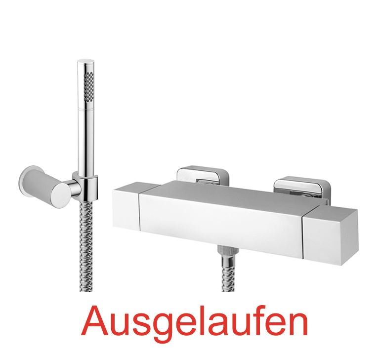 DIBL'yola Thermostat-Brausebatterie zur Aufputzmontage, mit runder Messing-Einstrahl-Antikalk-Stabhandbrause, mit rundem Messing-Wandbrausehalter und Metallbrauseschlauch