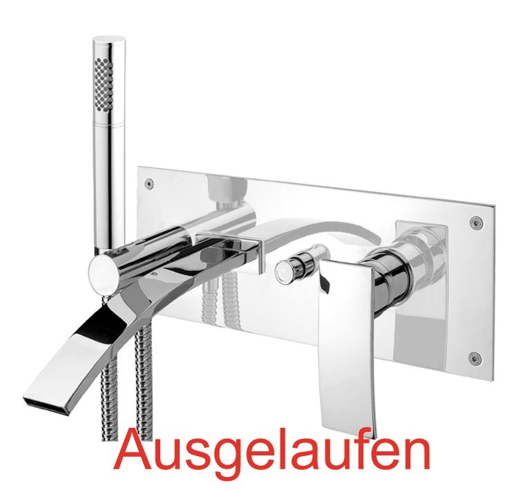 DIBL'yola Einhebel-Badewannen-Einheit zur Unterputzmontage, zur Befüllung der Badewanne durch den Messing-Wand-Schwallauslauf, mit Messing-Einstrahl-Antikalk-Stabhandbrause, mit Metallbrauseschlauch, mit Messing-Brausehalter mit integriertem Brauseschlauc