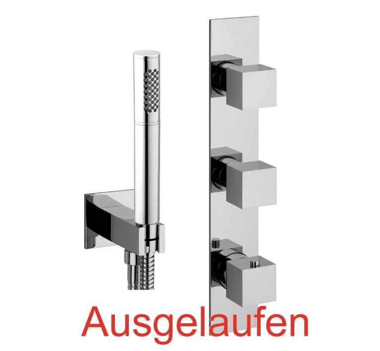 DIBL'quarda / DIBL'yola Thermostat-Brause-Einheit ½" zur Unterputzmontage, mit Messing-Einstrahl-Antikalk-Stabhandbrause, mit eckigem Messing-Brausehalter mit integriertem Brauseschlauchanschluss, mit Metallbrauseschlauch