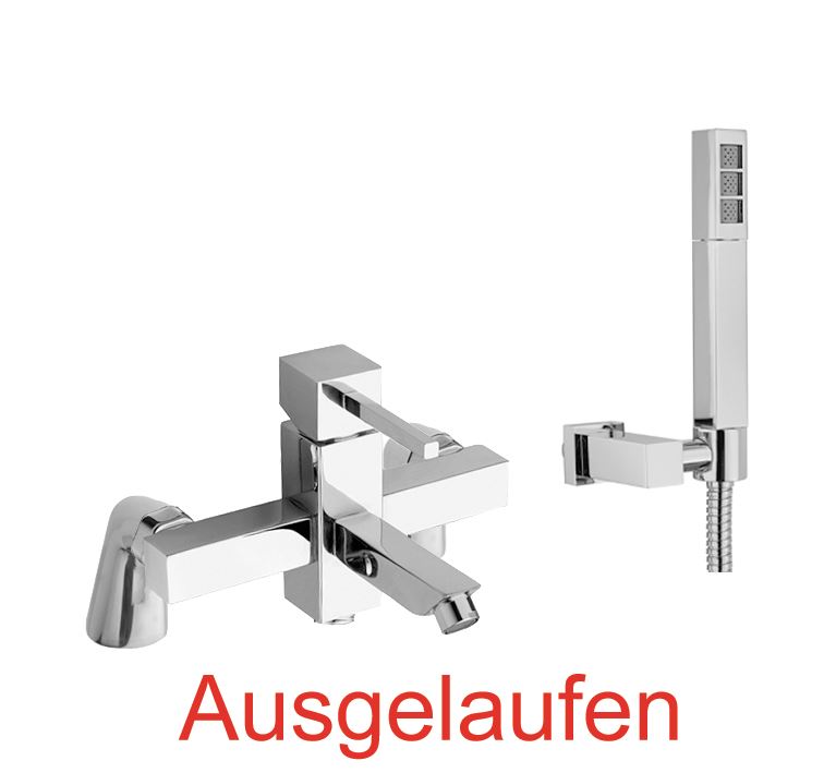 DIBL'quarda Einhebel-Wannenbatterie zur Wannenrandmontage, mit eckiger Messing-Einstrahl-Antikalk-Stabhandbrause, mit eckigem Messing-Wandbrausehalter und Metallbrauseschlauch