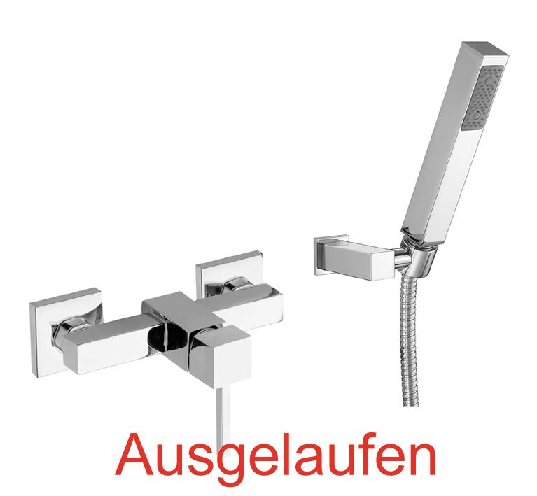 DIBL'quarda Einhebel-Brausebatterie zur Aufputzmontage, mit eckiger Messing-Einstrahl-Antikalk-Stabhandbrause, mit eckigem Messing-Wandbrausehalter und Metallbrauseschlauch