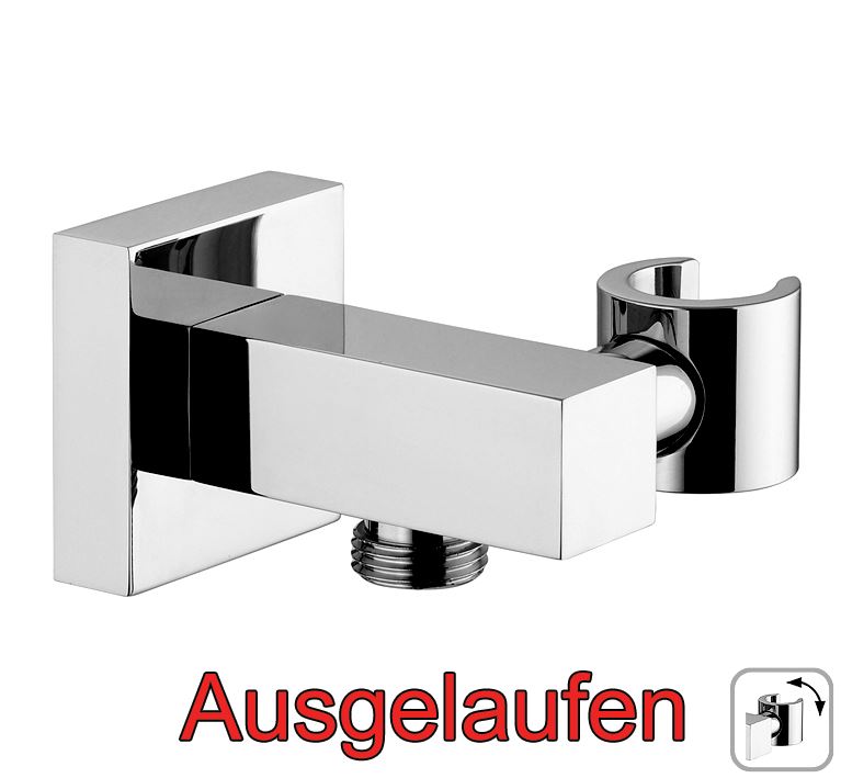 DIBL'fit Eckiger Messing-Unterputz-Wandanschlussbogen mit integriertem Brausehalter