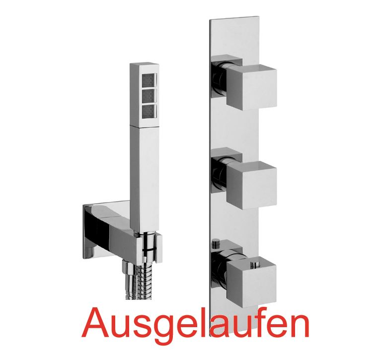 DIBL'quarda / DIBL'yola Thermostat-Brause-Einheit ½" zur Unterputzmontage, mit Messing-Einstrahl-Antikalk-Stabhandbrause, mit eckigem Messing-Brausehalter mit integriertem Brauseschlauchanschluss, mit Metallbrauseschlauch