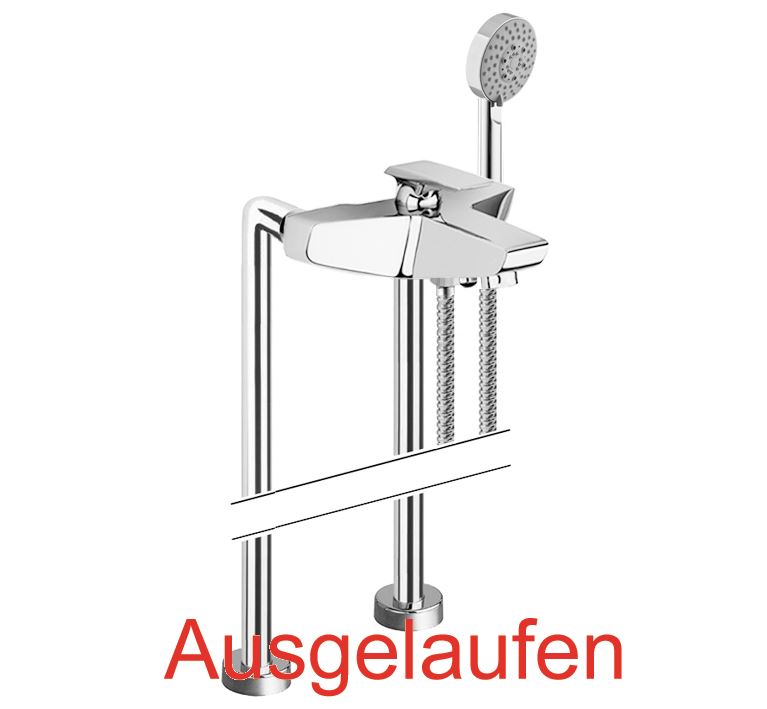 DIBL'swing Einhebel-Wannenbatterie zur freistehenden Bodenmontage im Raum, mit Fünfstrahl-Antikalk-Handbrause und Metallbrauseschlauch