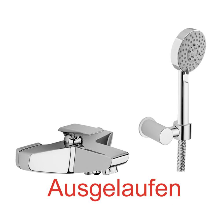 DIBL'swing Einhebel-Wannenbatterie zur Aufputzmontage, mit Fünfstrahl-Antikalk-Handbrause, mit rundem Messing-Wandbrausehalter und Metallbrauseschlauch