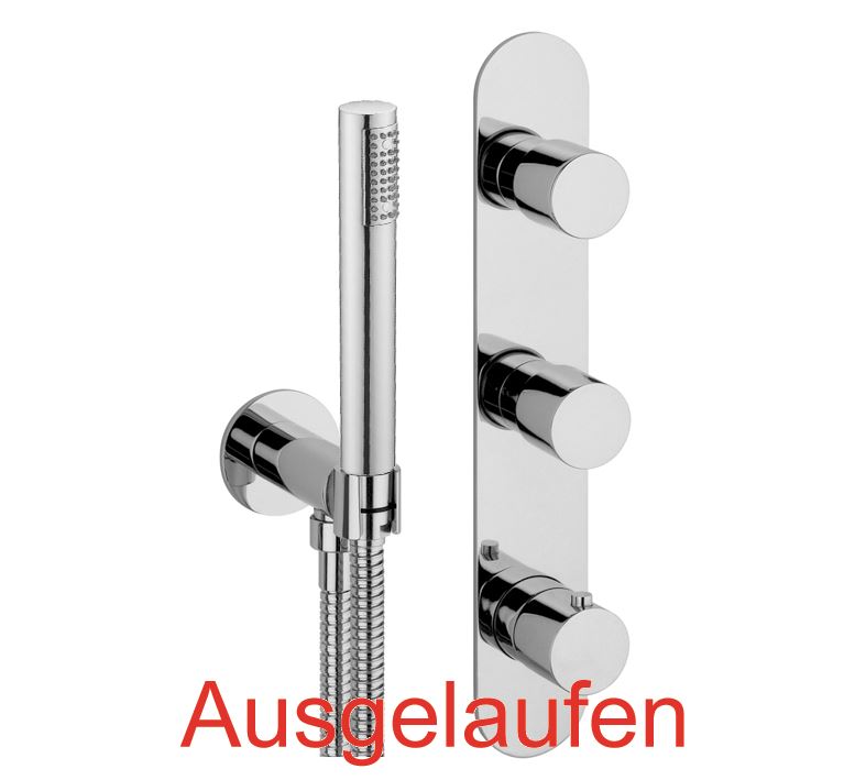 DIBL'pur Thermostat-Brause-Einheit ½" zur Unterputzmontage, mit runder Messing-Einstrahl-Antikalk-Stabhandbrause, mit Metallbrauseschlauch, mit rundem Kunststoff-Brausehalter mit integriertem Brauseschlauchanschluss