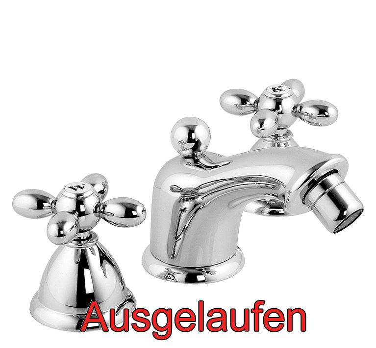 DIBL'stil Zweigriff-Bidet-Dreilochbatterie mit starrem Gussauslauf, mit Ablaufgarnitur