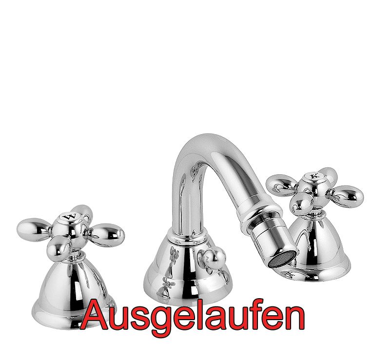 DIBL'stil Zweigriff-Bidet-Dreilochbatterie mit hohem, schwenkbarem Profilauslauf, mit Ablaufgarnitur