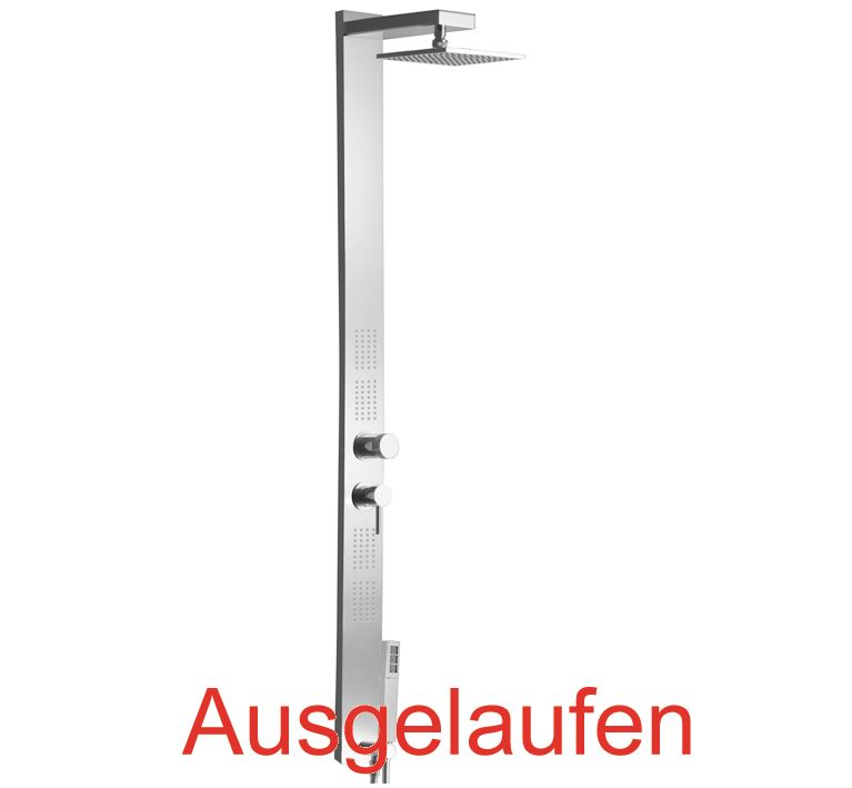 DIBL'fit Aufputz-Duschpaneel mit Einhebelmischer-Einheit, mit Mehr-Wege-Ventil-Einheit, mit vier integrierten Seitenbrausen, mit flacher, eckiger Messing-Antikalk-Regenkopfbrause 300 mm x 300 mm, mit Messing-Brausehalter mit integriertem Unterputz-Wassera