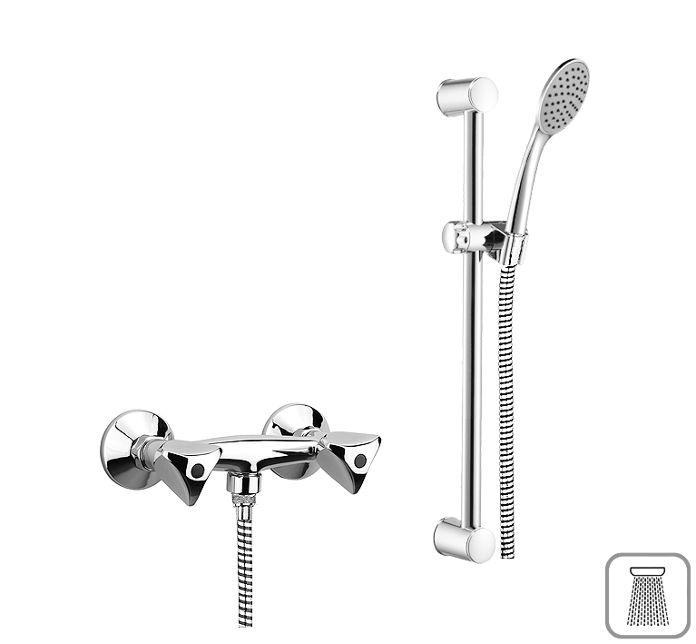 DIBL'classic Zweigriff-Brausebatterie zur Aufputzmontage, mit Brausestange 622 mm