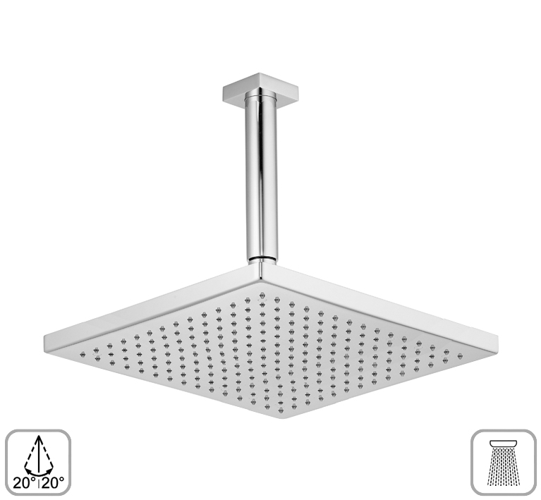DIBL'fit Eckige Messing-Antikalk-Regenkopfbrause 300 mm x 300 mm x 15 mm