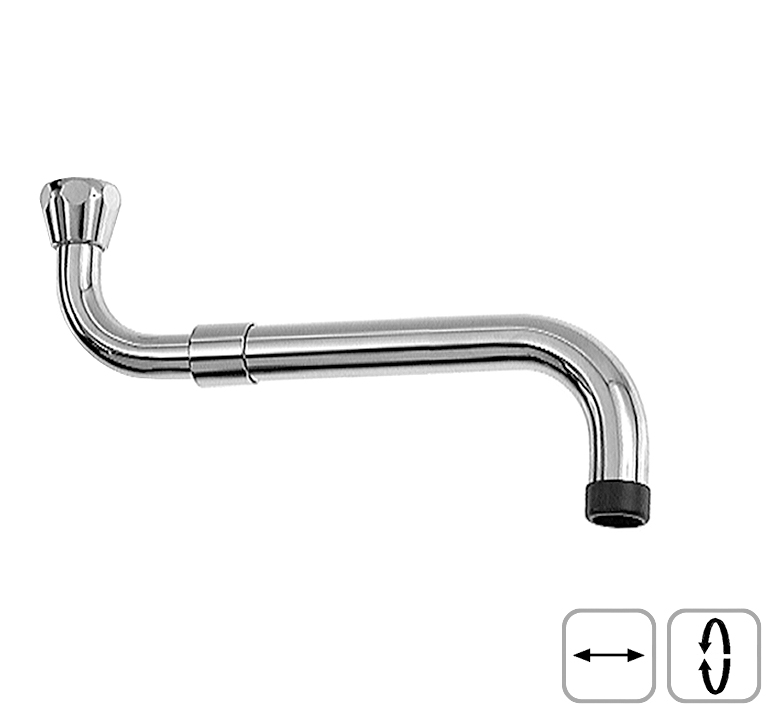 DIBL'fix Messingrohr-Spezialauslauf, S-Form, flach dichtend, mit stufenlosem Längenauszug von 200 mm bis 300 mm