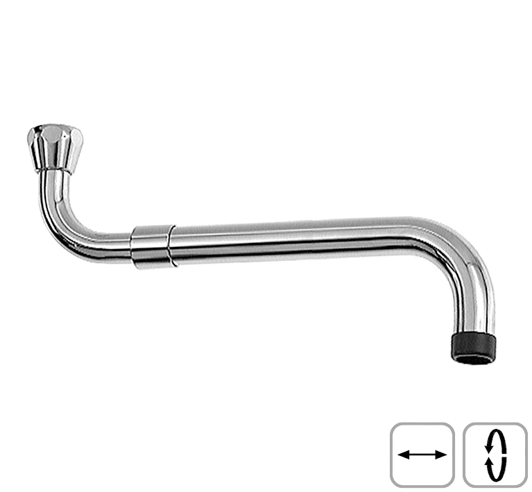 DIBL'fix Messingrohr-Spezialauslauf, S-Form, flach dichtend, mit stufenlosem Längenauszug von 280 mm bis 480 mm