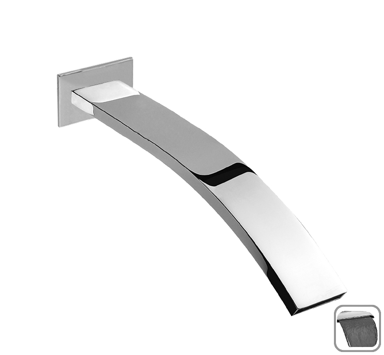 DIBL'fix Eckiger Messing-Wand-Schwallauslauf ½" - Ausladung 206 mm