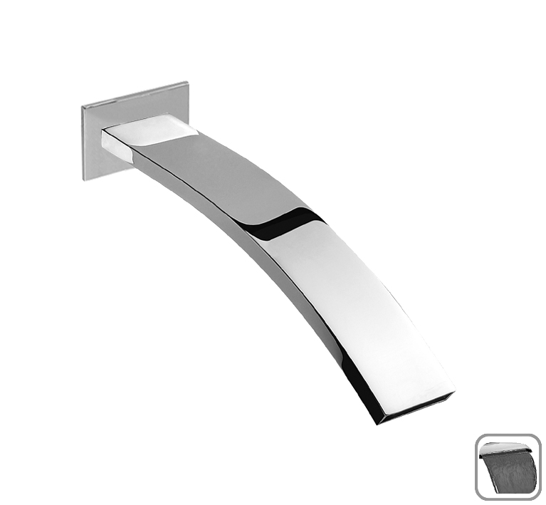 DIBL'fix Eckiger Messing-Wand-Schwallauslauf ½" - Ausladung 159 mm