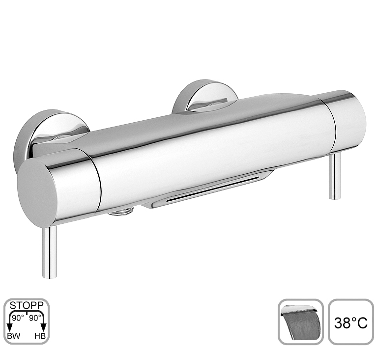 DIBL'pur Thermostat-Wannenbatterie zur Aufputzmontage mit Cascadenauslauf, ohne Brausezubehör