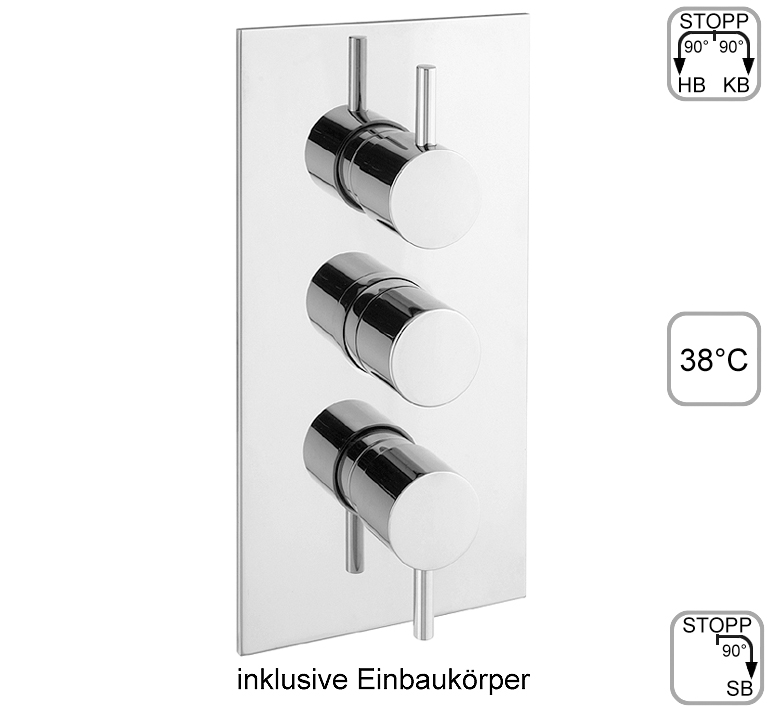 DIBL'pur Thermostat-Batterie zur UP-Montage für drei Abgangsanschlüsse