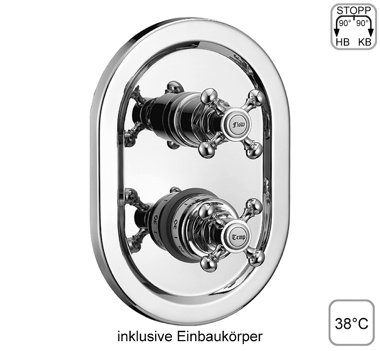 DIBL'stil Thermostat-Batterie zur UP-Montage für zwei Abgangsanschlüsse