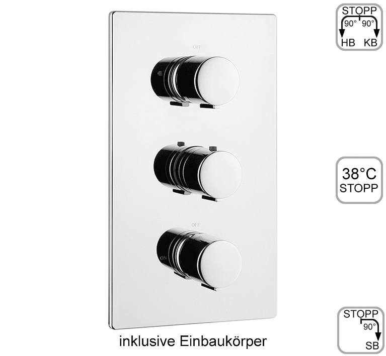 DIBL'therm eco Thermostat-Batterie zur UP-Montage für drei Abgangsanschlüsse