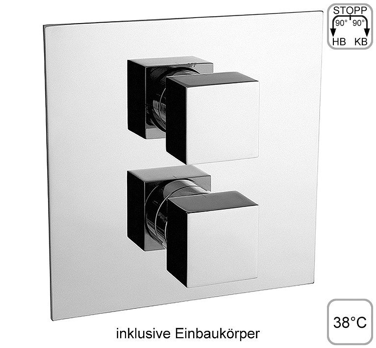 DIBL'quarda Thermostat-Batterie zur UP-Montage für zwei Abgangsanschlüsse